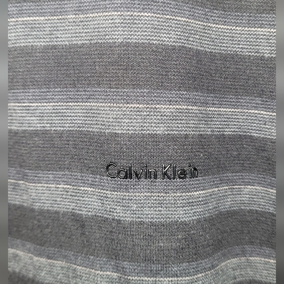 Mens Large Calvin Klein striped grey tone polo cotton - Picture 2 of 7